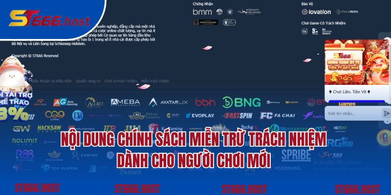 Nội dung chính sách miễn trừ trách nhiệm dành cho người chơi mới